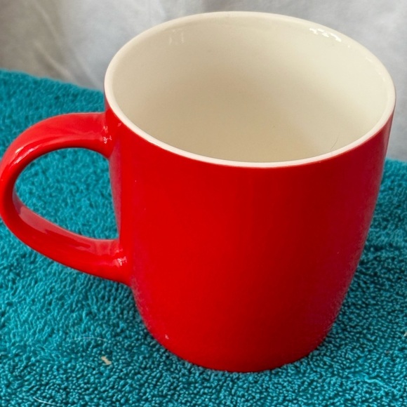 STARBUCKS Siren LOGO Solid Red w/ White Inside Ceramic Coffee Mug/Tea Cup 11oz - Picture 2 of 5